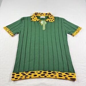 Oxknit Polo Shirt Mens XL Green Short Sleeve Sweater Stretch Knit Slim Fit NEW